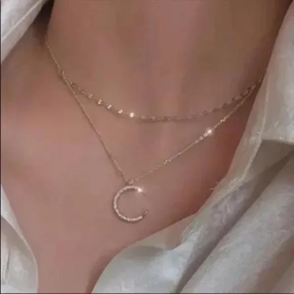 MOON 925 STERLING SILVER NECKLACE, NICE NECKLACE, CUTE NECKLACE - Picture 2 of 3